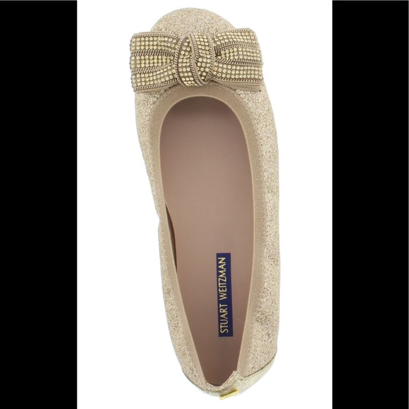 Stuart Weitzman Gold Ballet Flats - Picture 1 of 8